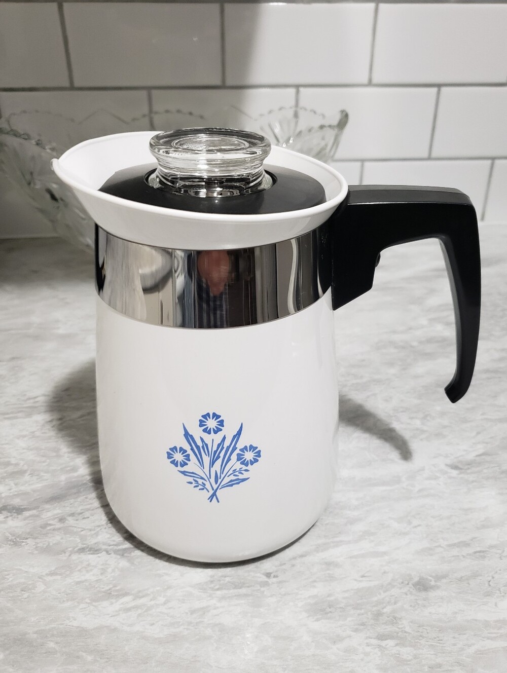 Vintage Corningware 4 Cup Percolator - Blue Cornflower